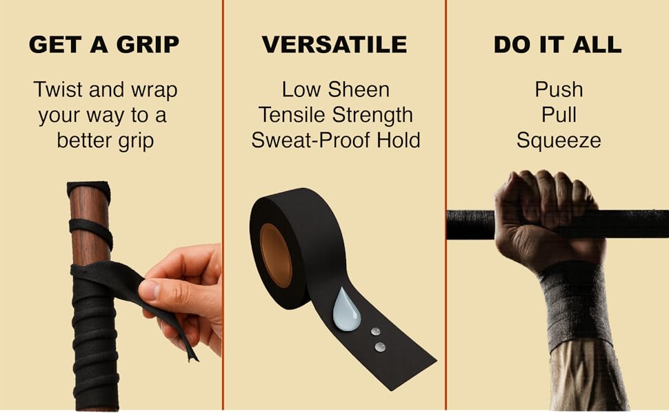 Thunder Tape provides excellent grip, sweat proof hold, and high tensile strength.