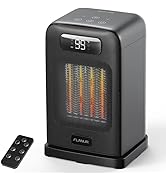 FLANUR Space Heaters for Indoor Use, 1500W Small Desk Heater 2 in 1 with Remote, Thermostat, LED ...