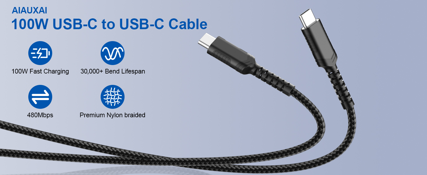 100W USB C to USB C Charger Cable