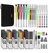 STAGEEK 49 Pack Carpenter Pencil Set with Sharpener, Carpenter Pencils with Deep Hole Long-Nib Ma...