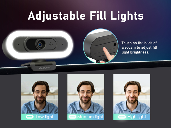 4K Webcam with Lights, PDAF Autofocus Computer Camera for PC/Mac, Web cam with Microphon