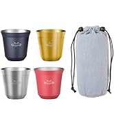 MEMOO YILAN Double Wall Insulated Stainless Steel Espresso Cups &amp; Shot Glasses 80ml 4pcs/Set with...