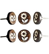SPN-FOR1 Wooden Knobs for Cabinet &amp; Drawers Decorative Daisy Flower Antique Knobs Pull for Home K...