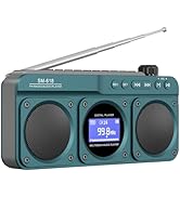 SEMIER Small Digital FM Radio Bluetooth Speaker, Handheld Rechargeable Radio Wireless Speaker, LC...
