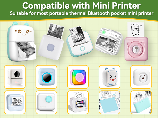 Mini Portable Printer Mini Sticker Printer Mini Pocket Wireless Bluetooth Thermal Printers M02 T02