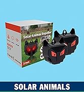 2 Pack PESTEZE Reusable Solar Nocturnal Animal Repeller. Flashing Red Light Deters Unwanted Anima...