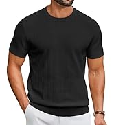 COOFANDY Men's T-Shirts Short Sleeve Knit Shirts Casual Crewneck Ribbed Dress Tee Shirt