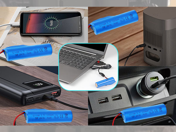 3.7V Li-ion Battery 1200mAh 600 450 A+ (3)