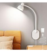 Uchoiceme Wall Mounted Reading Light, Book Lights for Reading in Bed White