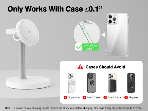 Wireless Charging Station only work with case =0.1“