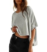 Dokotoo Summer Shirts 2026 Womens Solid T Shirts for Women Loose Oversized Tops Basic Tee