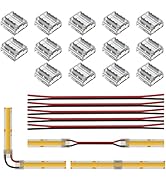 BTF-LIGHTING FCOB COB 8mm 0.31in Connector Kit 14X Transparent Connector 5X 5.9in Long 20AWG Exte...