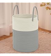 JMvicyroam Large Woven Laundry Basket Hamper,60L Cotton Rope Storage Bin for Blankets,Toys and Cl...