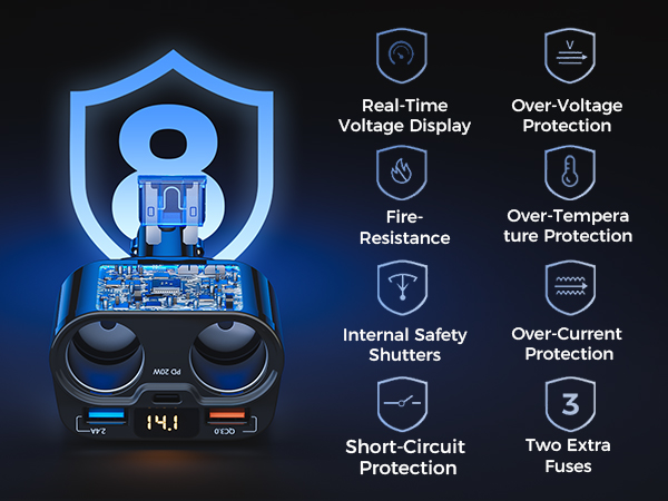 2-Socket Cigarette Lighter Splitter