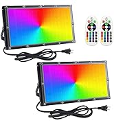 Indmird 2 Pack 100W RGB Flood Light, RGB Color Changing Floodlight, Smart RGB Floodlight with Rem...