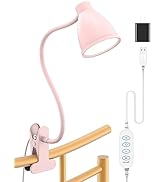 BOHON Cute Desk Lamp with Clamp 10W 38 LED Clip on Light 3 Color 10 Brightness Auto Off Timer Fle...