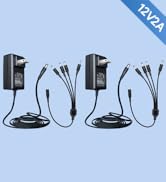 ANLINK 2 Pack 12V 2A 6ft Long Power Adapter, AC 100-240V to DC 12V 2A (2000mA) &amp; 4-Way Power Spli...