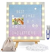 Felt Letter Board with Lights, Built-in LED Lights -Message Board Adjustable Stand, 340 Letters a...