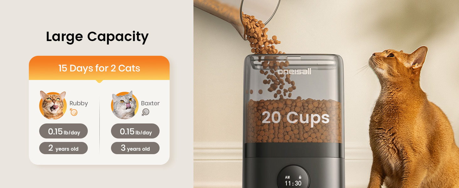 oneisall automatic cat feeder for 2 cats