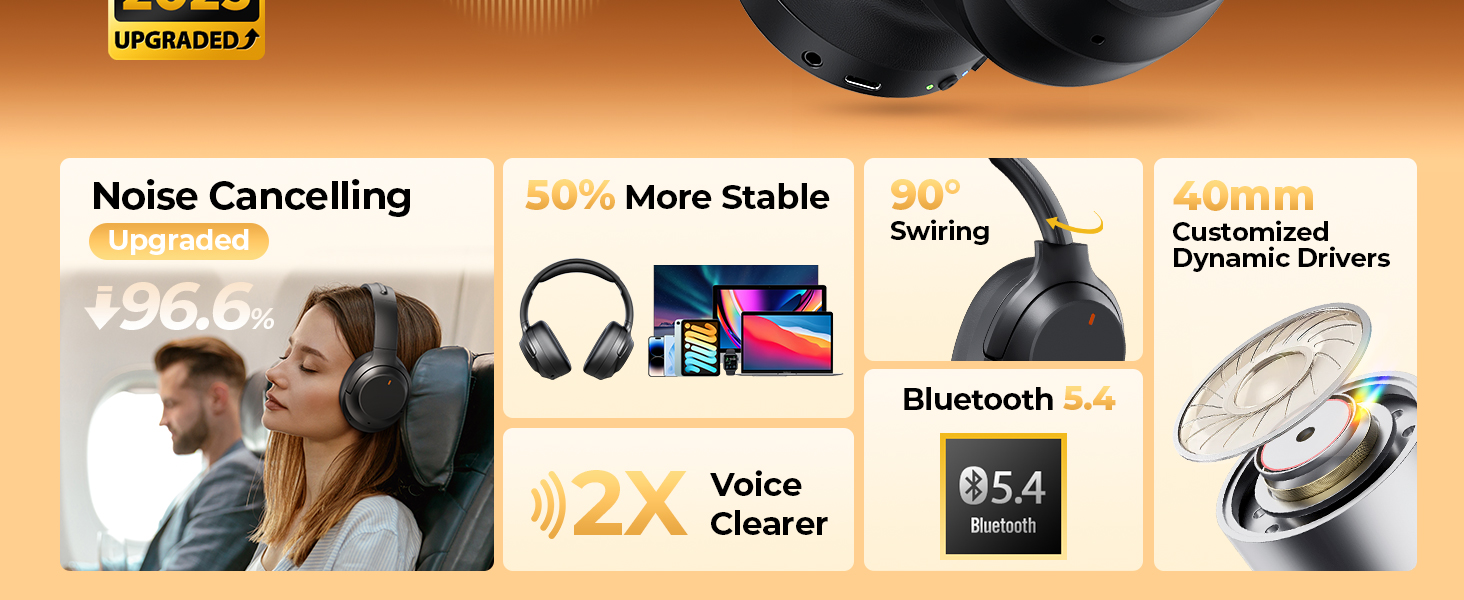 active noise cancelling upgraded headphones