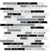 LONGKING 10-Sheet Self-Adhesive Peel and Stick Backsplash for Kitchen, Vinyl Decorative Tiles (Gray)