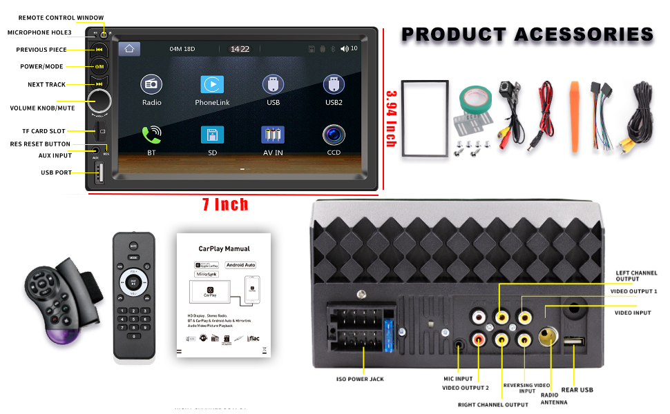 7 inch double din car stereo