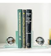 1 Pair Modern Decorative Bookends for Shelves,3D Engraved Tree of Life Crystal Ball Design,Heavy ...