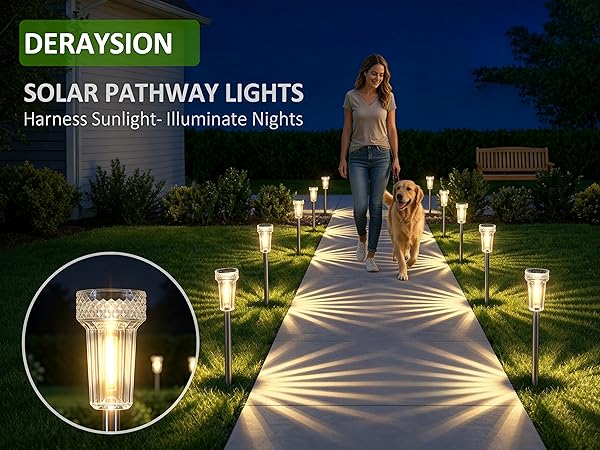 solar pathway lights outdoor 12 pack with warm white light for Path, Yard, Walkway, Garden Decor