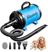 Blanlody Dog Dryer Pet Hair Blower High Velocity for Grooming, Blow 3800W/5.2HP for Large Dogs Se...