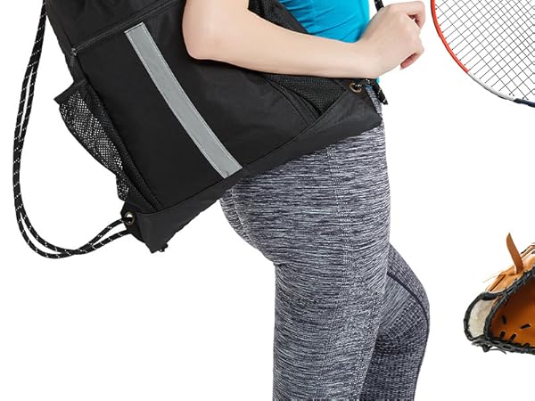 BeeGreen Drawstring Backpack Bag with Shoe Compartment