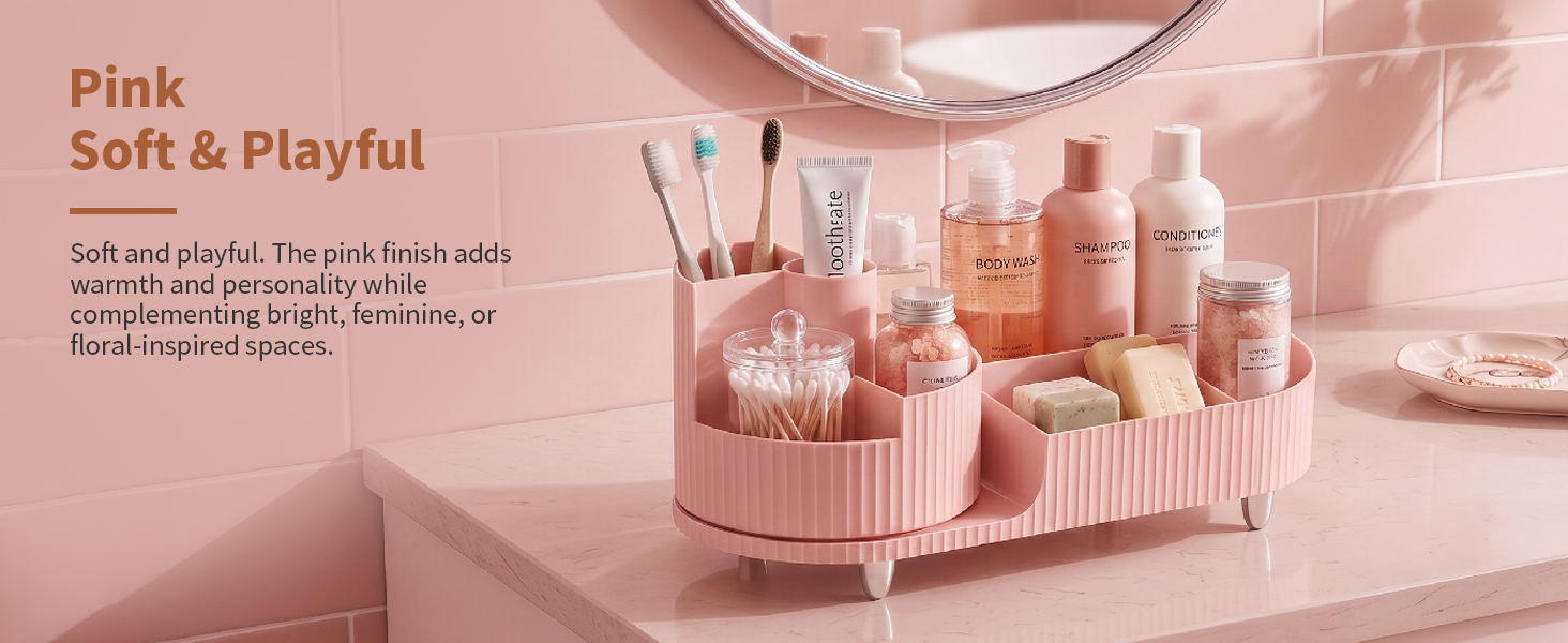 Rotating Makeup Caddy Organizer Vanity Skincare Brush Eyeshadow Lipstick Counter Desk Organization