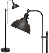 Industrial Floor Lamp, 3 Color Temperature Rustic Floor Lamps in Aged Bronze Finish, Adjustable H...