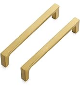 Ravinte 10 Pack Solid 5 Inch Kitchen Square Cabinet Handles Brushed Brass Drawer Pulls Kitchen Ca...