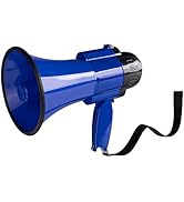 MyMealivos Portable Megaphone Bullhorn 20 Watt Power Megaphone Speaker Voice and Siren/Alarm Mode...