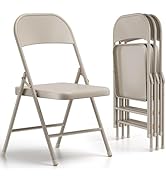 MAKE CHANGES 4 Pack Folding Chairs, Metal Chairs with 360 lbs Weight Capacity, Outdoor Sturdy Fol...