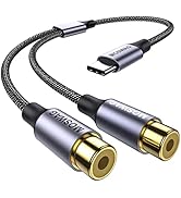 MOSWAG USB C to Dual RCA Stereo Aux Cord Cable Compatible with Computers,Laptops,Phones Tablets,M...