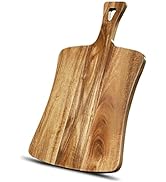 YUSOTAN Acacia Wood Cutting Board for Kitchen,Wooden Charcuterie Board with Handle,14" Cheese Boa...