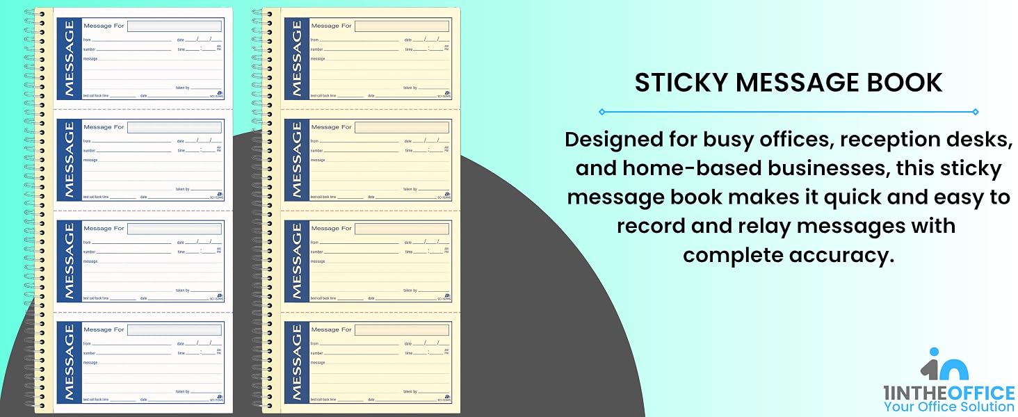 message book, 2 part carbonless message book, sticky message book