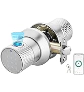 Big Fingerprint Smart Door Knob, Keyless Entry Door Lock with Handle, with Keyboard, Bluetooth, A...