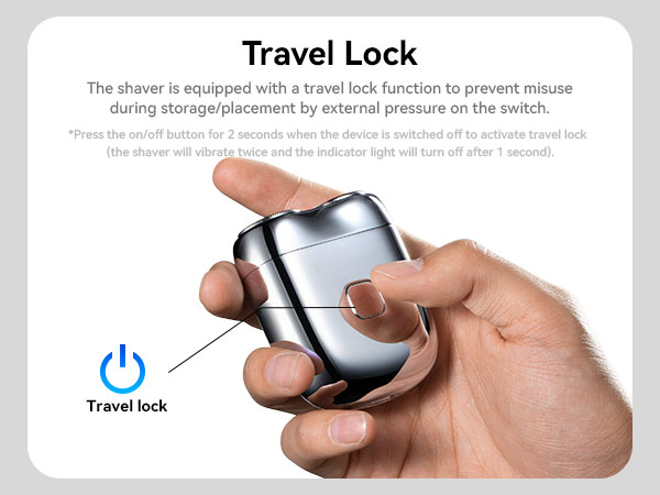 Mini shaver with travel lock