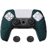 PlayVital Mecha Edition Racing Green Ergonomic Soft Controller Silicone Case Grips for ps5, Rubbe...