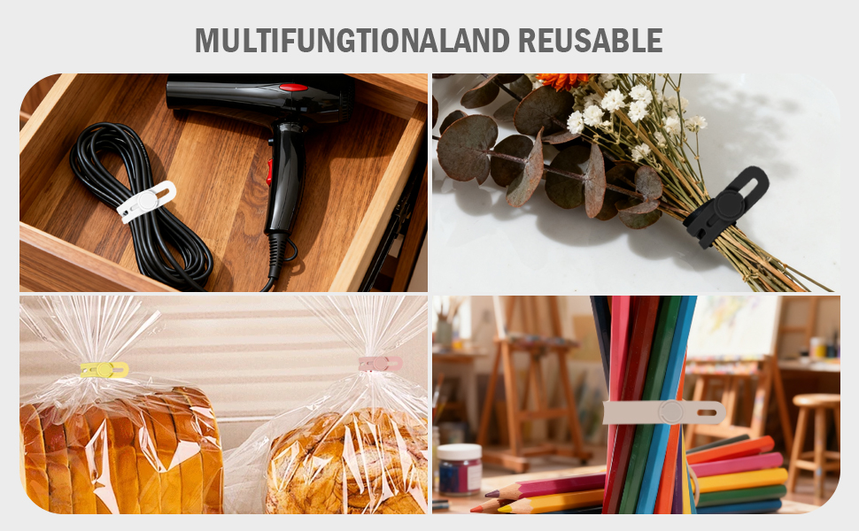 Multi-Purpose Silicone Cable Ties for Office, Kitchen, Travel, Garden—Organize Cables, Tools, Etc