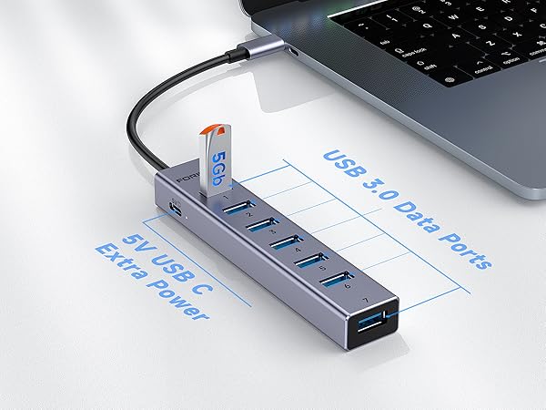 7 ports USB A hub