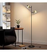 Iporovon LED Floor Lamp with Dual Adjustable Heads, 3 Color Temperatures &amp; Foot Switch, Standing ...