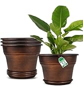 Plant Planters Pots Set of 4 Pack 13 Inch,Large Plastic Flower Pot for Indoor Plants with Drainag...