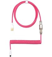 Kraken Pink Coiled Keyboard Cable - Artisan Coiled USB C Cable with Aviator Connector for Mechani...