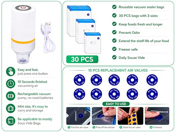 Complete 42 PCS Sous Vide Vacuum Sealer Set