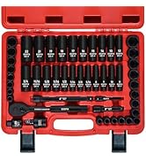 EGOFIX 3/8" Drive Impact Socket Set, 50 Piece Standard SAE (5/16 to 3/4 inch) and Metric (8-22mm)...