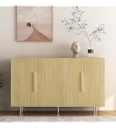 USHOWER 56" Sideboard Buffet Cabinet with Storage - 4 Fluted Doors &amp; Adjustable Shelves, Modern W...