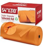 Plastic Table Cloth, 310 Ft X 54 in Disposable Tablecloth Orange Tablecloth Premium PEVA Plastic ...